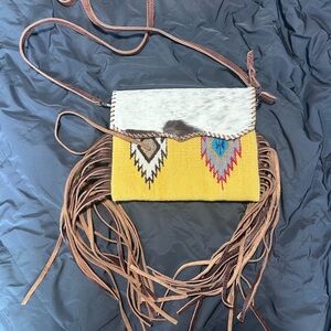 American Darling Fringe Crossbody – Hair-On Hide Aztec Bag